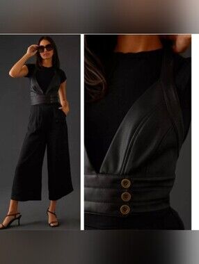 Anthropologie Faux Leather Corset Halter Top - Size 4